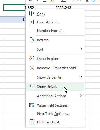 Show Details option