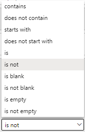 Filter text options