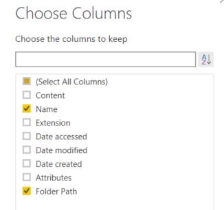 Select columns