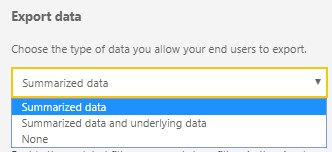 Report Settings Export Data options