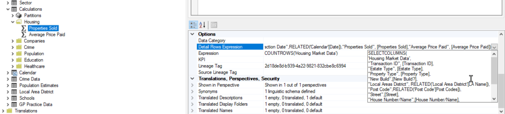Detail Rows Expression in Tabular Editor