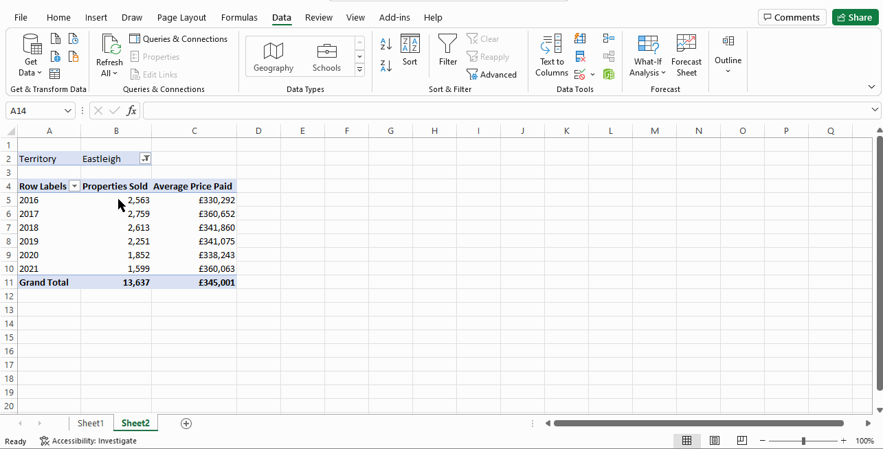 Show Details functionality in Excel